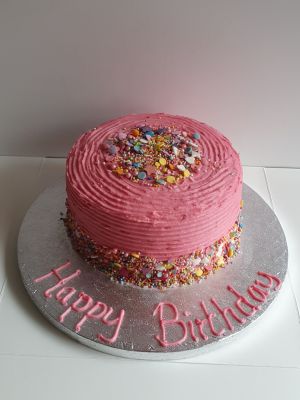 Pink with sprinkles