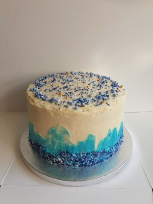 Blue buttercream & sprinkles