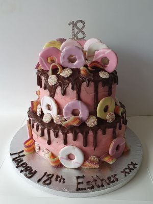 2 tier pink party ring cake