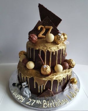 2 tier chocolate gold drip 