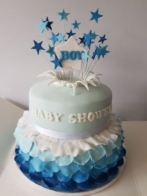 Blue ruffles & stars baby shower