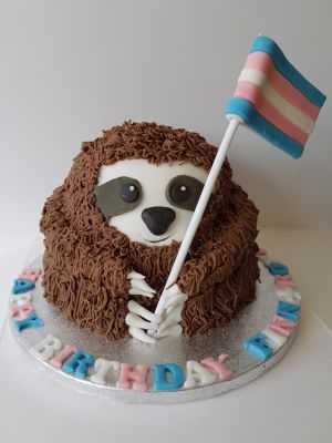 Sloth with Transgender flag