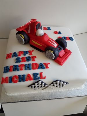 Racing car on cake