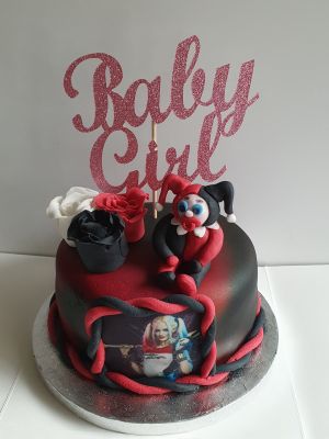 Harley Quinn baby shower cake