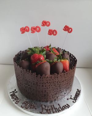 Dipped strawberries & lace 50th