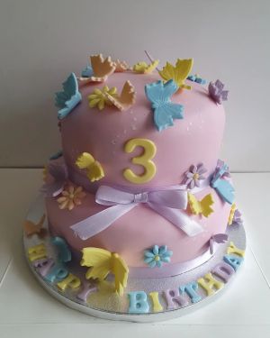 2 tier pastel butterflies