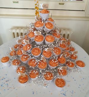 Burnt orange cupcake display