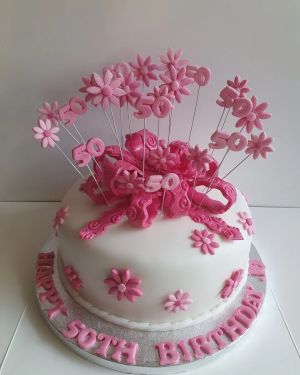 Pink bow & flowers 50th