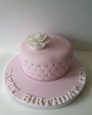 Pink quilted with single rose