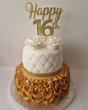 2 tier gold & white 16th