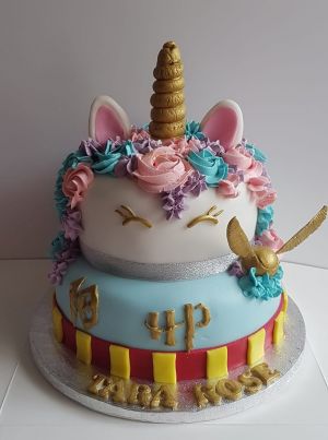 2 tier Harry Potter unicorn cake