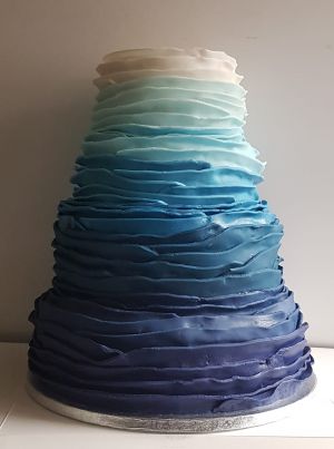 4 tier blue ombre ruffles