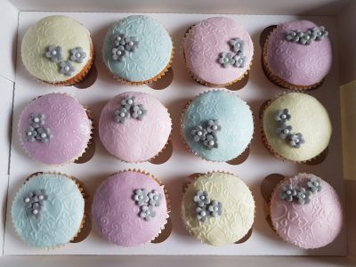 Embossed pastel cupcakes