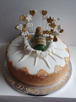 Golden wedding champagne & lace