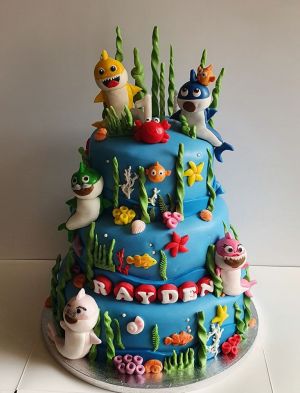 3 tier Baby Shark cake