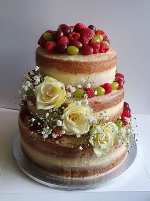 3 tier Semi-naked with fresh fruit & flowers