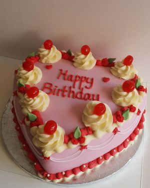 Heart Cake With Cherries