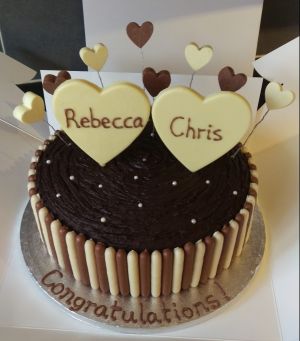 Chocolate hearts engagement cake