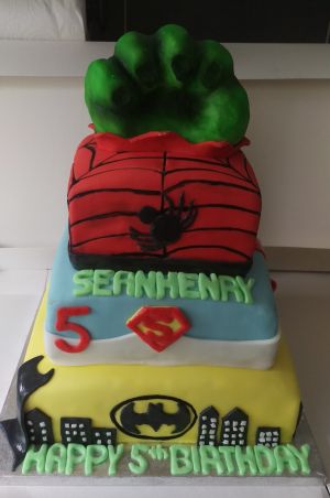 3 tier superhero cake
