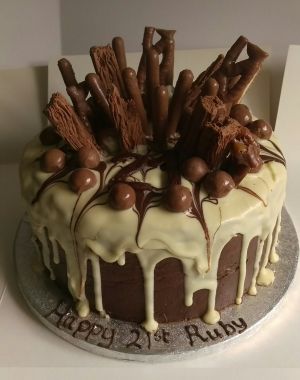 Chocolate marble drip cake