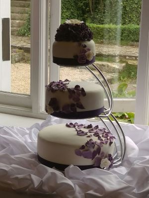 3 tier purple rose dome & petals