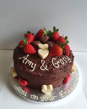 Strawberries & Hearts engagement cake
