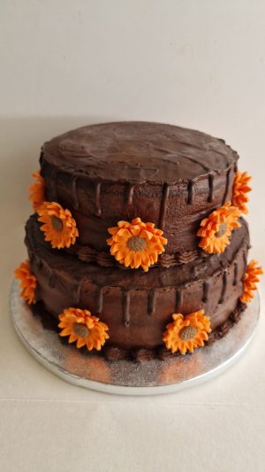 Chocolate drip & marigolds