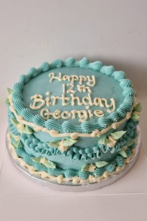 Blue/cream with flowers