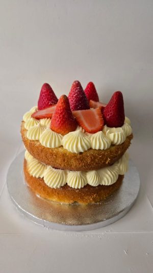 Strawberries and cream naked cake
