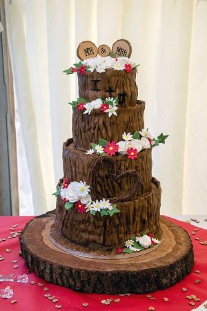 4 Tier rustic log cake